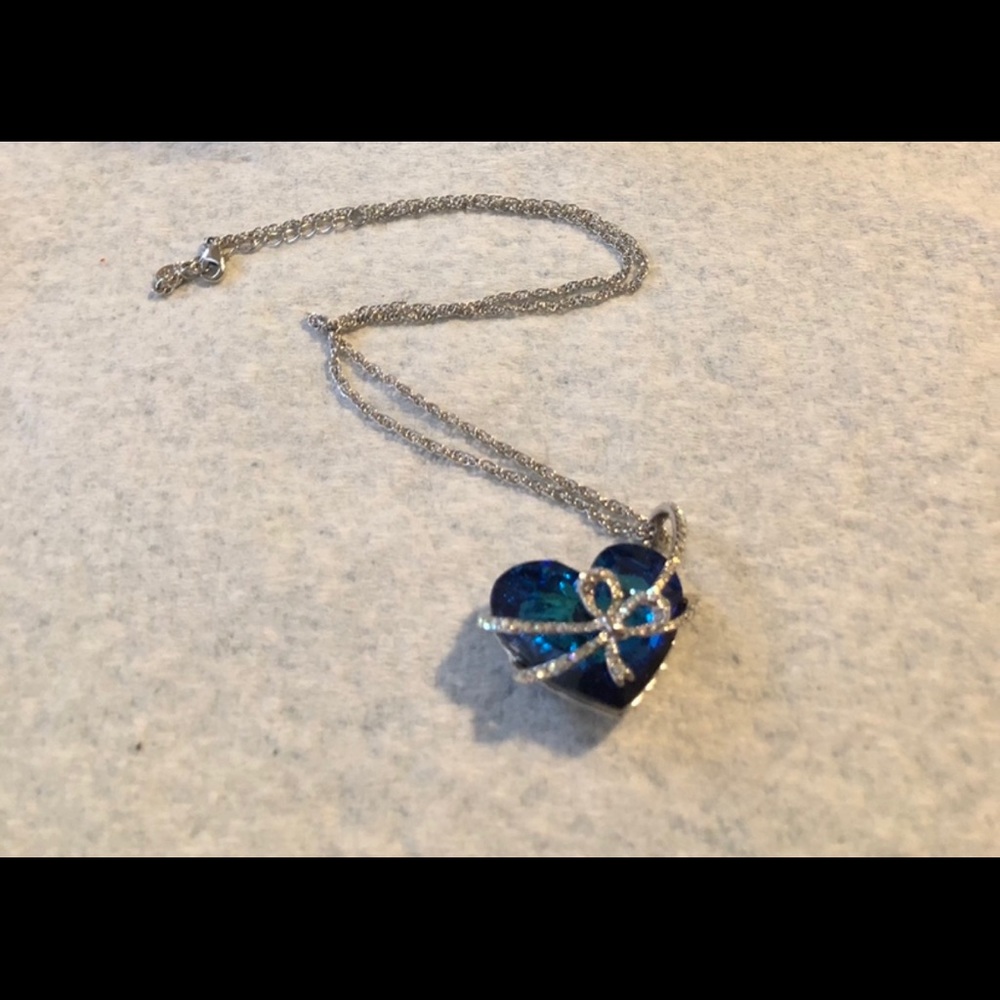 Jaclyn Smith Blue Crystal Heart Necklace